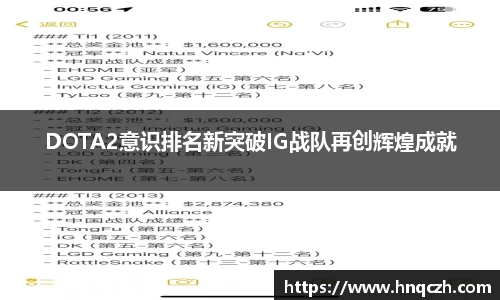 DOTA2意识排名新突破IG战队再创辉煌成就
